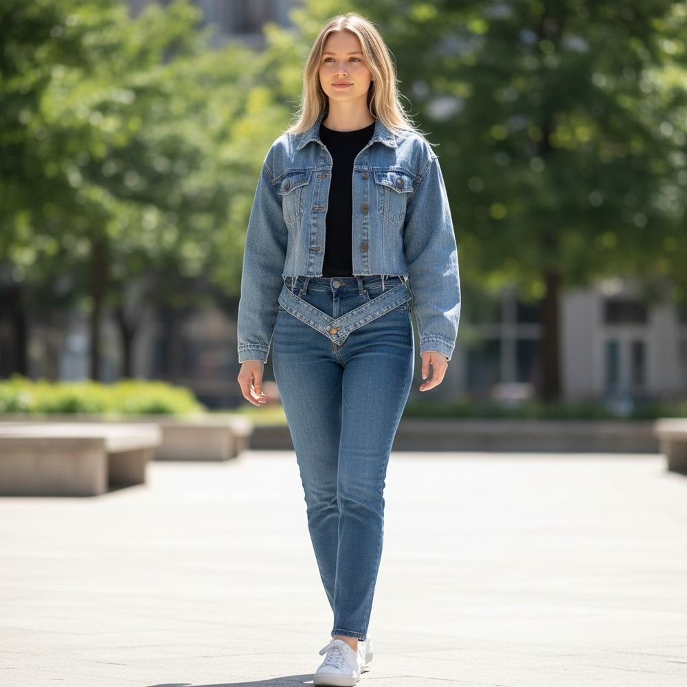 LNDN Denim Landon Denim Cutout Waist Classic Denim Jacket‎ NWT Size XXS